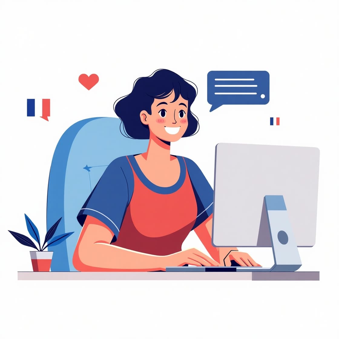 Illustration de personnes connectées et discutant sur Tchatenligne, plateforme de tchat francophone gratuite et pro